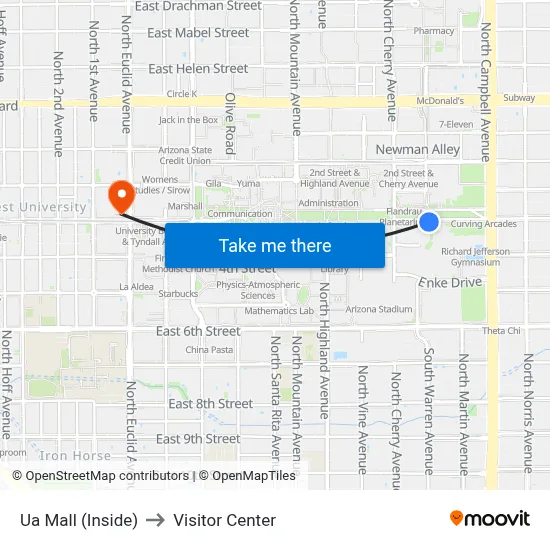 Ua Mall (Inside) to Visitor Center map