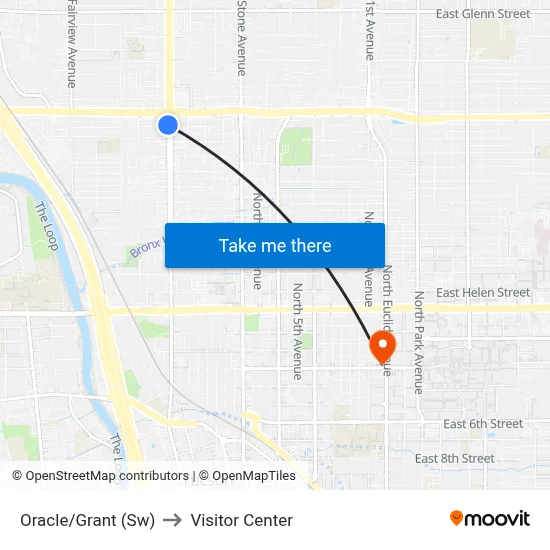 Oracle/Grant (Sw) to Visitor Center map