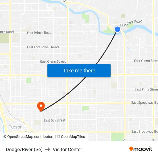 Dodge/River (Se) to Visitor Center map
