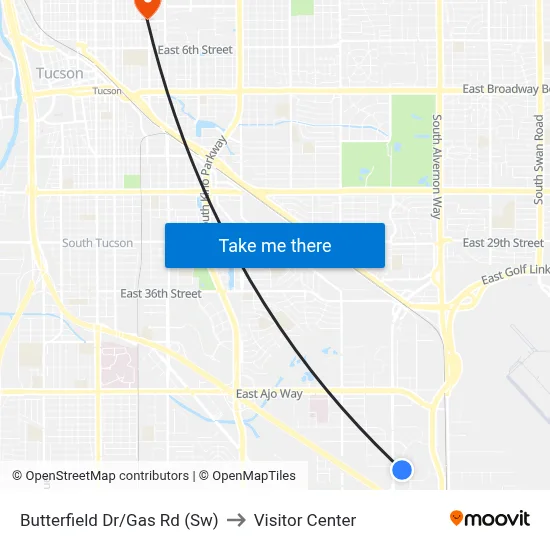 Butterfield Dr/Gas Rd (Sw) to Visitor Center map