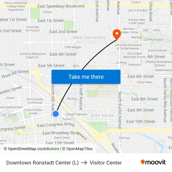Downtown Ronstadt Center (L) to Visitor Center map