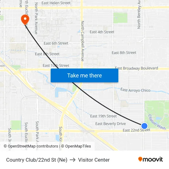 Country Club/22nd St (Ne) to Visitor Center map