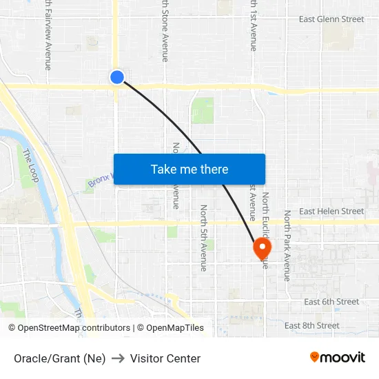 Oracle/Grant (Ne) to Visitor Center map