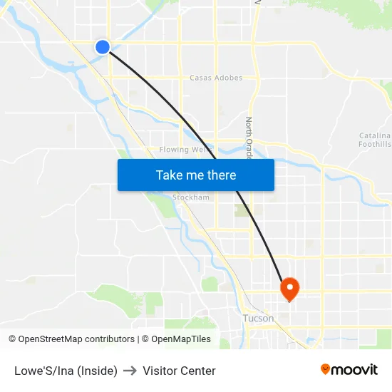 Lowe'S/Ina (Inside) to Visitor Center map