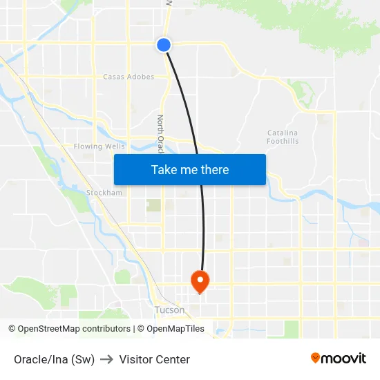 Oracle/Ina (Sw) to Visitor Center map