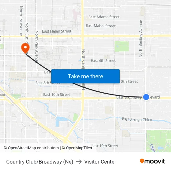 Country Club/Broadway (Ne) to Visitor Center map