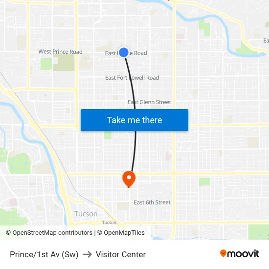 Prince/1st Av (Sw) to Visitor Center map