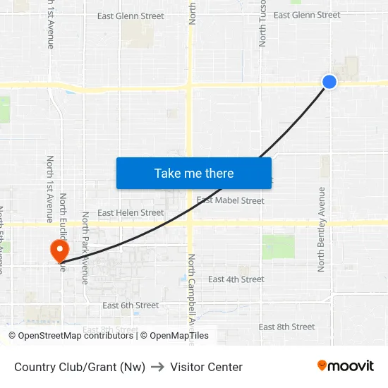 Country Club/Grant (Nw) to Visitor Center map