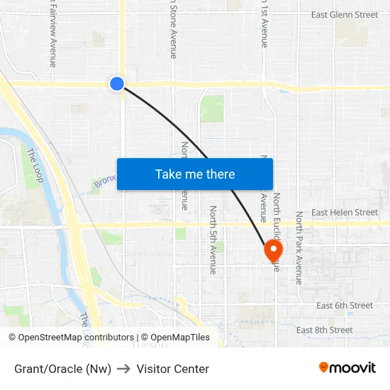 Grant/Oracle (Nw) to Visitor Center map