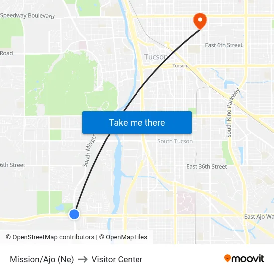 Mission/Ajo (Ne) to Visitor Center map