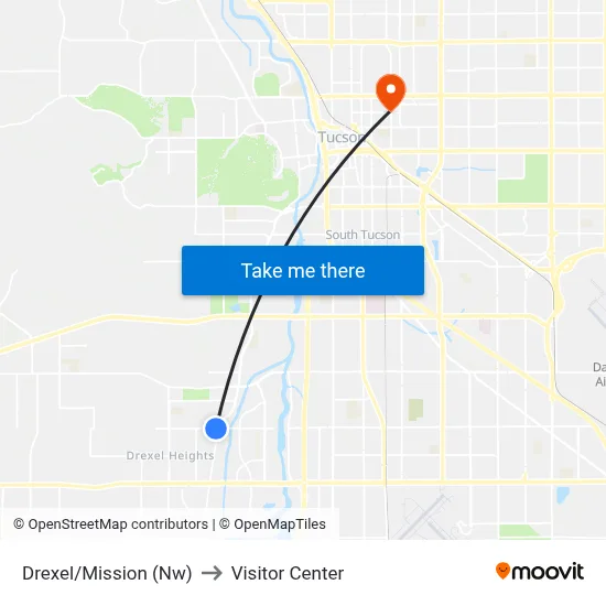 Drexel/Mission (Nw) to Visitor Center map