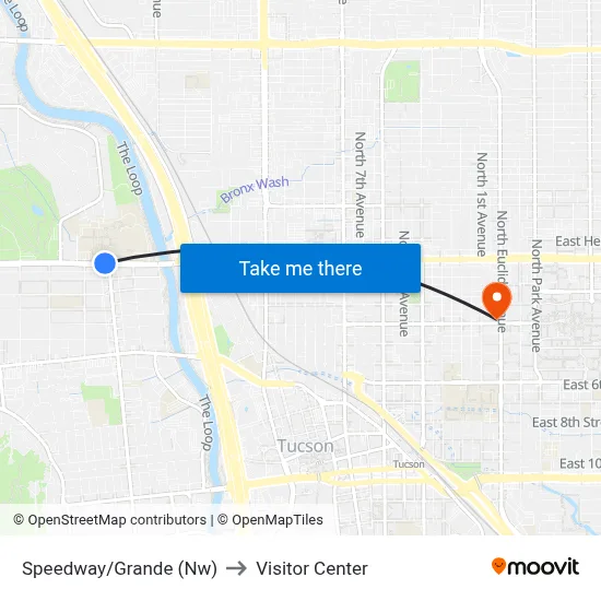 Speedway/Grande (Nw) to Visitor Center map