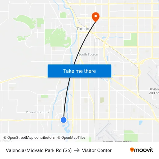 Valencia/Midvale Park Rd (Se) to Visitor Center map