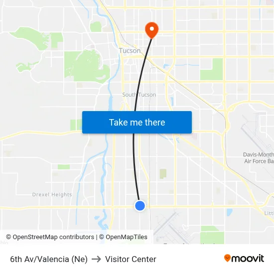 6th Av/Valencia (Ne) to Visitor Center map