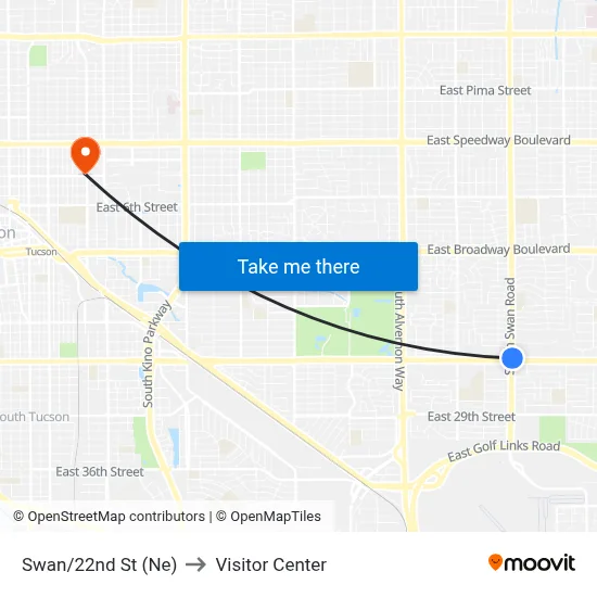 Swan/22nd St (Ne) to Visitor Center map