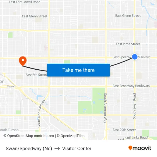 Swan/Speedway (Ne) to Visitor Center map