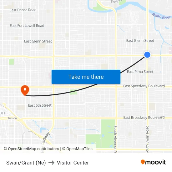 Swan/Grant (Ne) to Visitor Center map