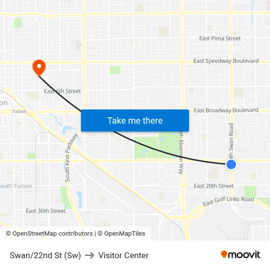Swan/22nd St (Sw) to Visitor Center map