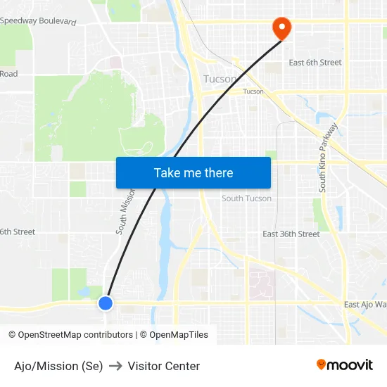 Ajo/Mission (Se) to Visitor Center map