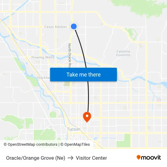 Oracle/Orange Grove (Ne) to Visitor Center map