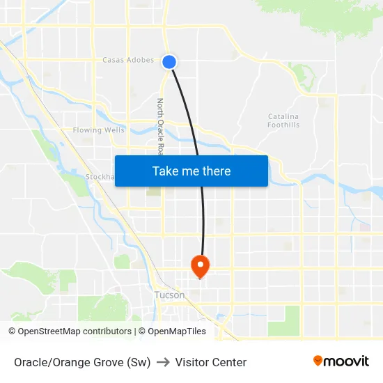 Oracle/Orange Grove (Sw) to Visitor Center map