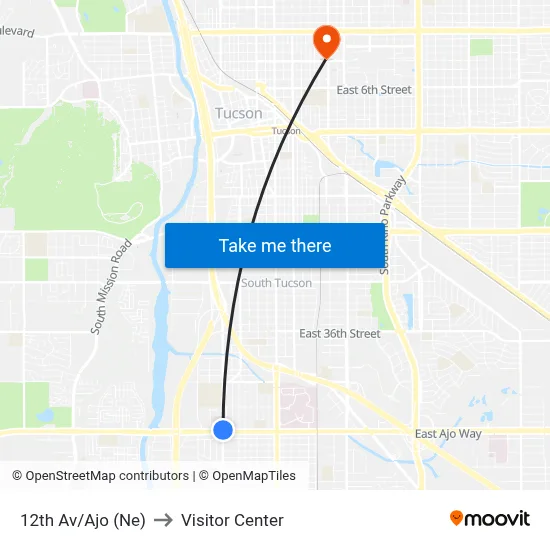 12th Av/Ajo (Ne) to Visitor Center map