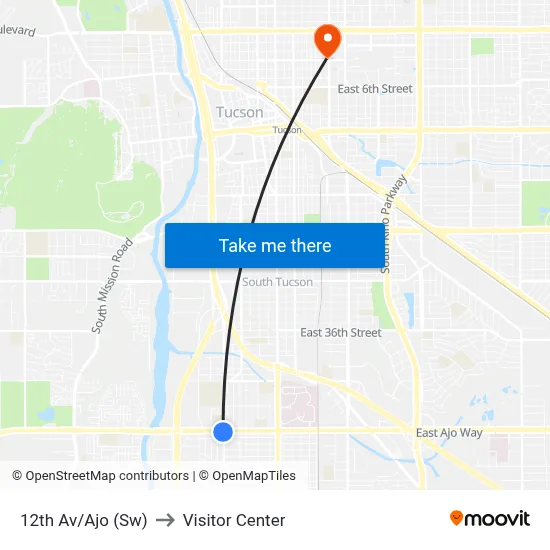 12th Av/Ajo (Sw) to Visitor Center map