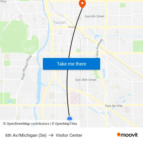 6th Av/Michigan (Se) to Visitor Center map