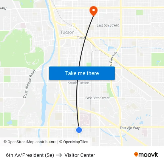 6th Av/President (Se) to Visitor Center map
