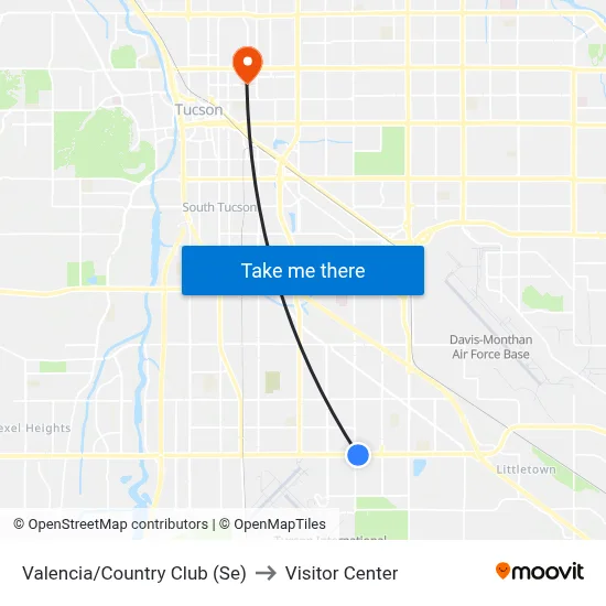 Valencia/Country Club (Se) to Visitor Center map