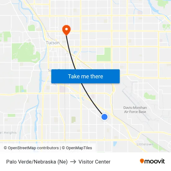 Palo Verde/Nebraska (Ne) to Visitor Center map