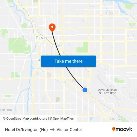 Hotel Dr/Irvington (Ne) to Visitor Center map