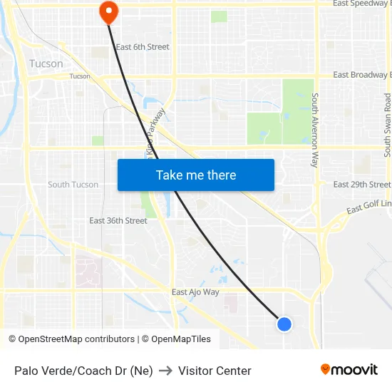 Palo Verde/Coach Dr (Ne) to Visitor Center map