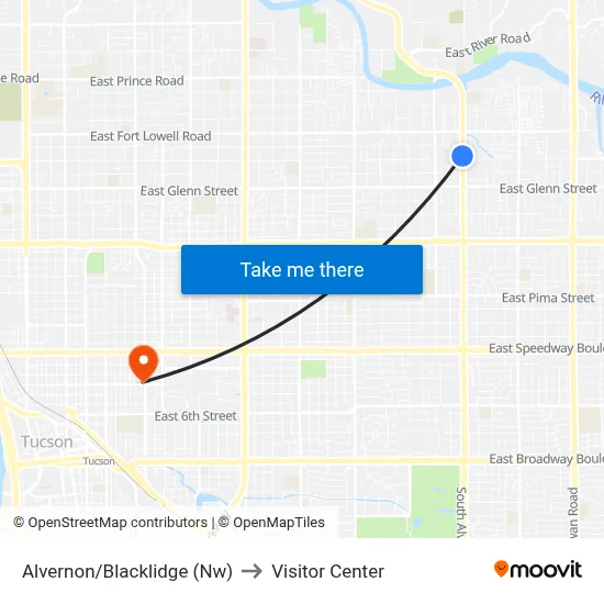 Alvernon/Blacklidge (Nw) to Visitor Center map