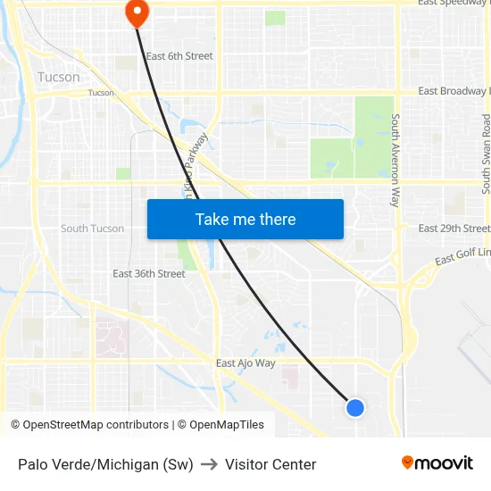 Palo Verde/Michigan (Sw) to Visitor Center map