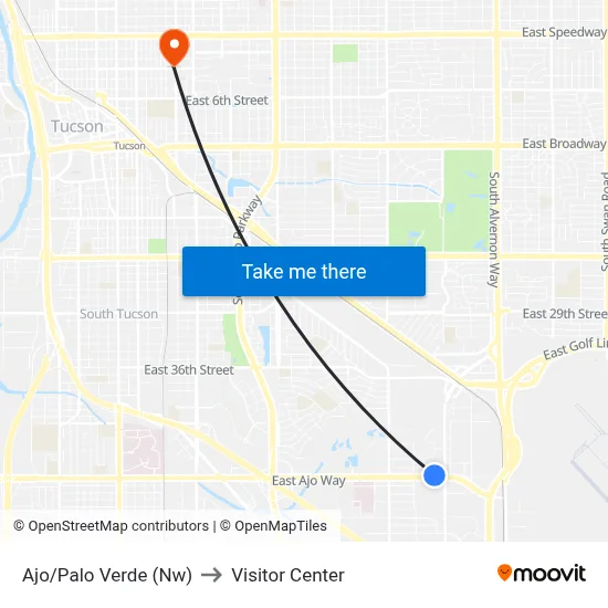 Ajo/Palo Verde (Nw) to Visitor Center map