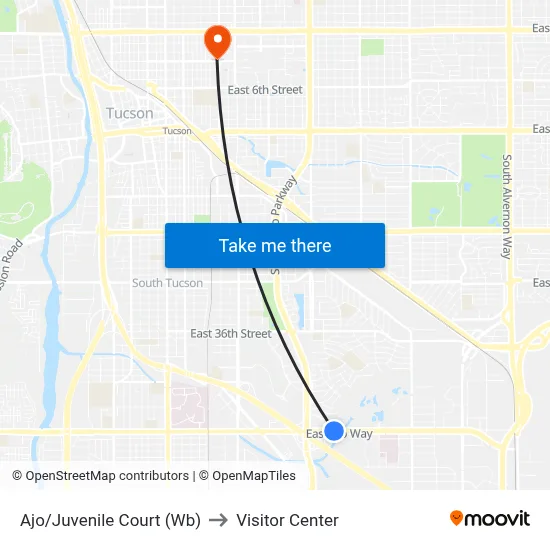 Ajo/Juvenile Court (Wb) to Visitor Center map