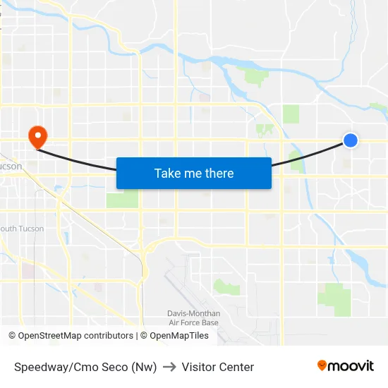 Speedway/Cmo Seco (Nw) to Visitor Center map