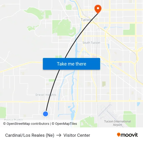 Cardinal/Los Reales (Ne) to Visitor Center map