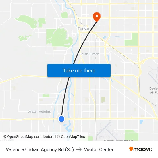 Valencia/Indian Agency Rd (Se) to Visitor Center map