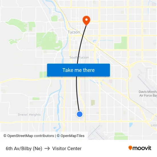 6th Av/Bilby (Ne) to Visitor Center map
