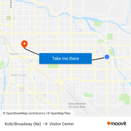Kolb/Broadway (Ne) to Visitor Center map