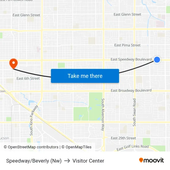 Speedway/Beverly (Nw) to Visitor Center map