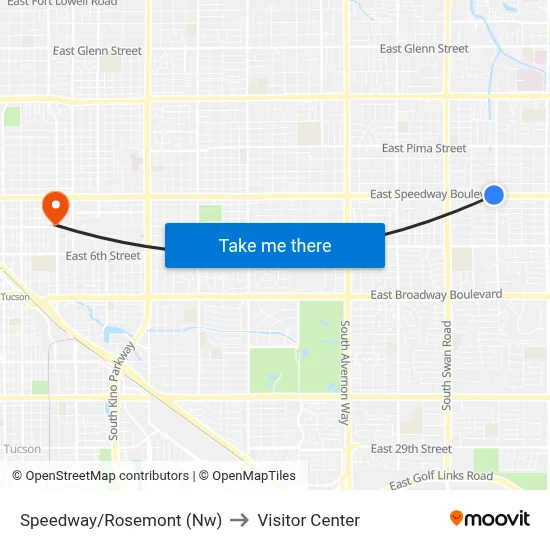 Speedway/Rosemont (Nw) to Visitor Center map