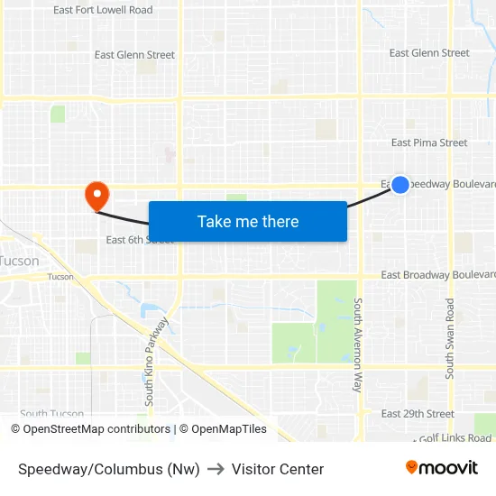 Speedway/Columbus (Nw) to Visitor Center map