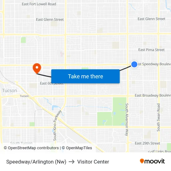 Speedway/Arlington (Nw) to Visitor Center map