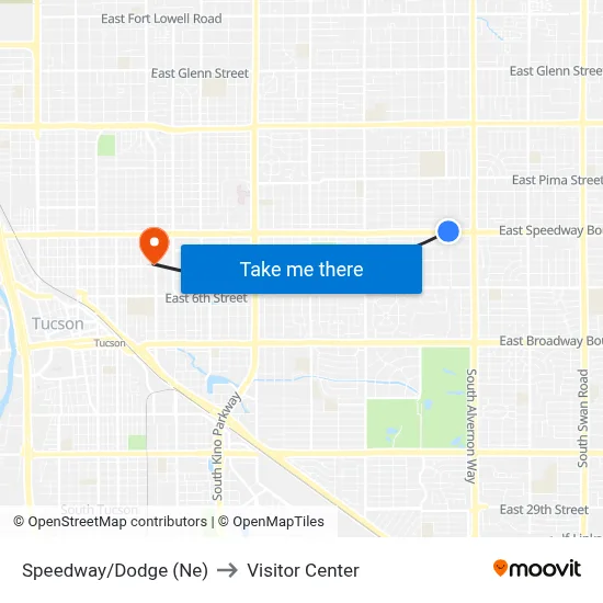 Speedway/Dodge (Ne) to Visitor Center map