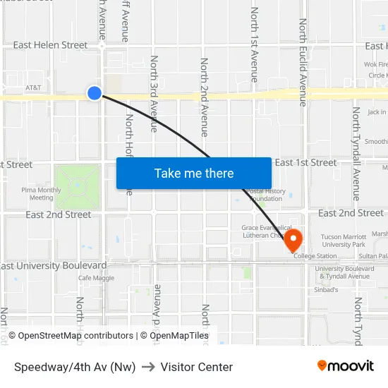 Speedway/4th Av (Nw) to Visitor Center map