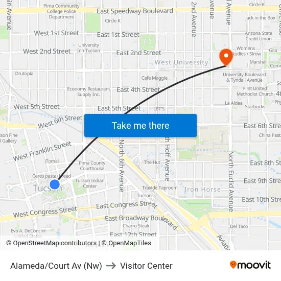 Alameda/Court Av (Nw) to Visitor Center map