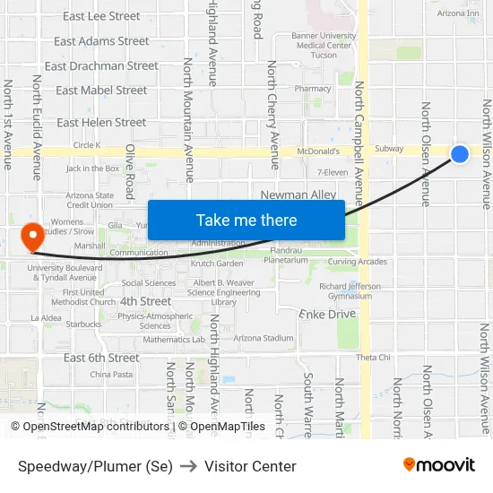 Speedway/Plumer (Se) to Visitor Center map